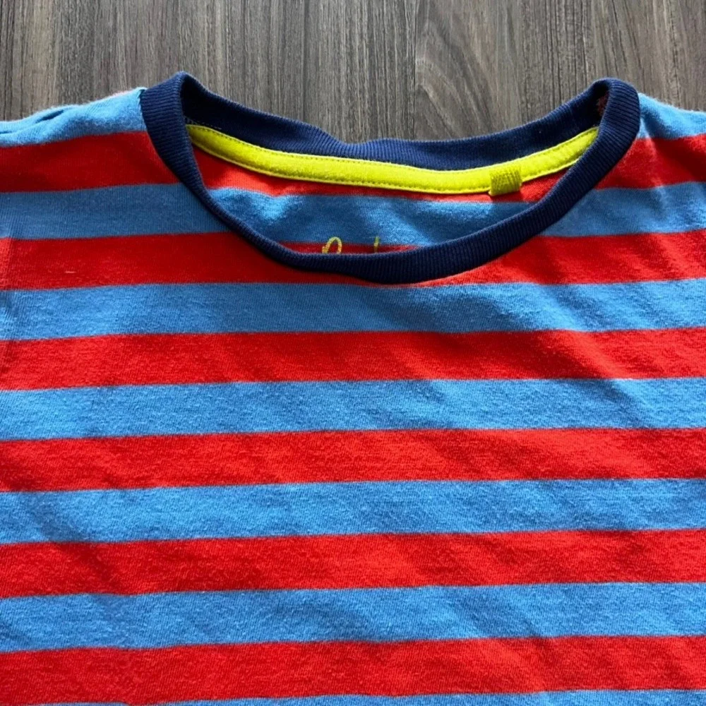 Boden Cotton Striped Crew Neck Long Sleeve Tee Blue Red Stripes size 8-9Y 134cm‎